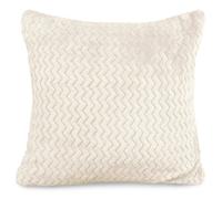 Velosso Luxury Velvet Look Plush Chevron Fleece Cushion, Soft Chevron Fabric Zippered Home Decor Cushion - Cream