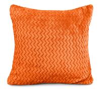 Velosso Luxury Velvet Look Plush Chevron Fleece Cushion, Soft Chevron Fabric Zippered Home Decor Cushion - Orange