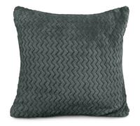 Velosso Luxury Velvet Look Plush Chevron Fleece Cushion, Soft Chevron Fabric Zippered Home Decor Cushion - Charcoal