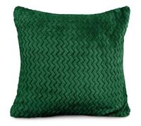 Velosso Luxury Velvet Look Plush Chevron Fleece Cushion, Soft Chevron Fabric Zippered Home Decor Cushion - Emerald