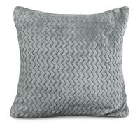 Velosso Luxury Velvet Look Plush Chevron Fleece Cushion, Soft Chevron Fabric Zippered Home Decor Cushion - Silver