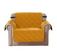 Velosso Luxury Velvet Sofa Armchair Covers, Soft Quilted Non Slip Sofa Cover with Elasticated Straps, Washable Slipcovers for Pets and Kids (Orange)