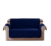Velosso Luxury Velvet Sofa Cover 3 Seater, Soft Quilted Non Slip Sofa Cover with Elasticated Straps, Washable Slipcovers for Pets and Kids (Navy Blue)