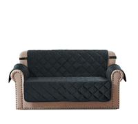 Velosso Luxury Velvet Sofa Covers 2 Seater, Soft Quilted Non Slip Sofa Cover with Elasticated Straps, Washable Slipcovers for Pets and Kids (Charcoal Grey)