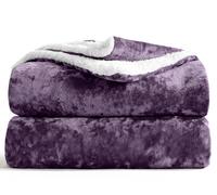 Velosso Luxury Velvet Soft Sherpa Backed Throw Blanket - Cosy Durable For Sofa, Bed - High-Quality Plush Texture, 125Cm X 200Cm - Mauve