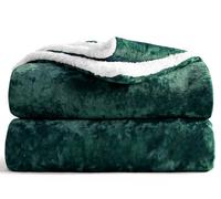 Velosso Luxury Velvet Soft Sherpa Backed Throw Blanket - Cosy Durable For Sofa, Bed - High-Quality Plush Texture, 125Cm X 200Cm - Emerald