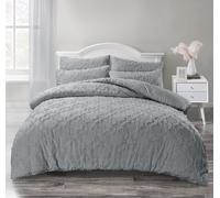 Velosso Luxury White Grey Quilted Boho Tufted Bohemian Textured Chic Bedding Set with Pillowcases (Gray, Single)