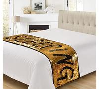Velosso Magic Reveal Mermaid Sequins Cushion Cover Throw Two Tone Flip Sequins Sparkly Glitter Decor With Sensory Feel (Throw (65cm x 200cm), Black & Gold)
