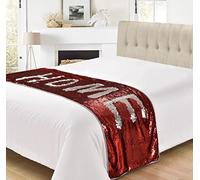 Velosso Magic Reveal Mermaid Sequins Cushion Cover Throw Two Tone Flip Sequins Sparkly Glitter Decor With Sensory Feel (Throw (65cm x 200cm), Red)