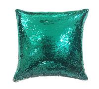 Velosso Magic Reveal Mermaid Sequins Cushion Cover Throw Two Tone Flip Sequins Sparkly Glitter Decor With Sensory Feel (54cm x 56cm Filled Cushion, Green)