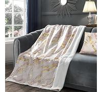 Velosso Marble Foil Shimmer Plush with Sherpa Reverse Soft Fur Throw Blanket Reversible Fluffy Bed Throw Teddy Sofa Bed Blanket Travel Thermal Warm Sofa Throwover (Pink, 100x150cms)