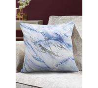 Velosso Marble Foil Shimmer Plush with Sherpa Reverse Soft Fur Throw Blanket Reversible Fluffy Bed Throw Teddy Sofa Bed Blanket Travel Thermal Warm Sofa Throwover (Blue, Filled Cushion)