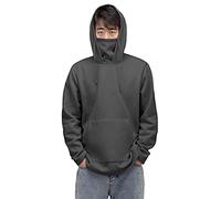 Velosso Masked Hoodie Long Sleeve Casual Hooded Sweatshirt Fleece Cover Mask Snood Hoodie Pullover Drawstring Hood (Charcoal, S)
