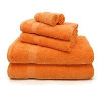 Velosso Mayfair Supreme 6 pce Luxury Towel Bale Set Egyptian Cotton Face Hand Bath Towel Super Absorbent Quick Dry Bathroom Towels, Washable (Orange)