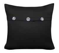 Velosso Mock Button Design Square Cushion, Zip Closure, Machine Washable, Modern Sofa Cushion - Black