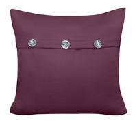 Velosso Mock Button Design Square Cushion, Zip Closure, Machine Washable, Modern Sofa Cushion - Plum