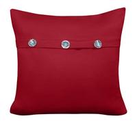 Velosso Mock Button Design Square Cushion, Zip Closure, Machine Washable, Modern Sofa Cushion - Red