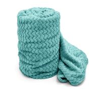 Velosso Moda Ribbed Chevron Super Soft Blanket - 127cm x 152cm - Duck Egg