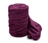 Velosso Moda Ribbed Chevron Super Soft Blanket - 150cm x 200cm - Aubergine