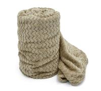Velosso Moda Ribbed Chevron Super Soft Blanket - 150cm x 200cm - Latte