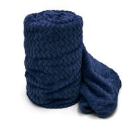 Velosso Moda Ribbed Chevron Super Soft Blanket - 150cm x 200cm - Navy