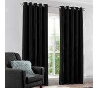 Velosso Modern Blackout Curtains - Ring Top, Light Blocking, Thermal & Privacy Drapes - Perfect For Bedroom & Living Room - Black