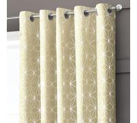 Velosso Modern Blackout Geometric Curtain, Ring Top, Thermal Energy Saving - Cream