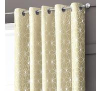 Velosso Modern Blackout Geometric Curtain, Ring Top, Thermal Energy Saving in Cream | Size: 117 cm width x 183 cm drop Velosso Cream 117 cm width x 183 cm drop