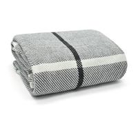 Velosso Modern Chic Minimalist Style Cotton Throw, Pure Natural Fibres Woven Blanket In Subtle Stripe - 50Cm X 60Cm - Grey And Ivory