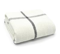 Velosso Modern Chic Stripes Style Cotton Throw, Breathable Woven Bla in Ivory | Size: 50 cm x 75 cm Velosso Ivory 50 cm x 75 cm