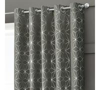 Velosso Moreno Thermal Blackout Ready Made Eyelet Curtains - 117cm x 137cm - Grey