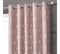 Velosso Moreno Thermal Blackout Ready Made Eyelet Curtains in Pink | Size: 117 cm width x 137 cm drop Velosso Pink 117 cm width x 137 cm drop