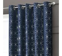 Velosso Moreno Thermal Blackout Ready Made Eyelet Curtains - Navy