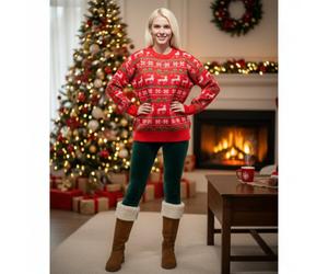 Velosso Multi Christmas Fun Nordic Red Jumper Medium