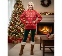 Velosso Multi Christmas Fun Nordic Red Jumper Small