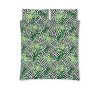 Velosso Nature-Inspired Green Duvet Cover Set With Pillowcases, Breathable Cotton Blend Tropical Print Bedding - Green