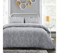 Velosso Nature-Inspired Printed Cotton Blend Duvet Cover & Pillowcase Set, Breathable And Durable Fabric - Easy Care - Grey