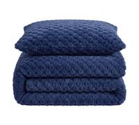 Velosso Navy Chunky Popcorn Faux Rabbit Fur Duvet Cover Set Single