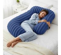 Velosso Navy Jumbo Cord Faux Rabbit Fur Body Pillow 75Cm X 135Cm