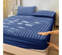 Velosso Navy Jumbo Cord Faux Rabbit Fur Fitted Sheet Double