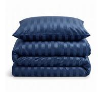 Velosso Navy Oslo Luxury Velvet Stripe Duvet Cover And Pillowcase Set Single