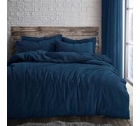 Velosso Navy Plain Teddy Fleece Duvet Cover And Pillowcase Set Super King