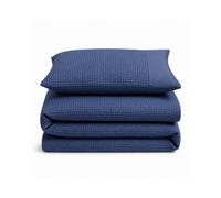 Velosso Navy Waffle Weave Duvet Cover And Pillowcase Set Super King