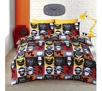 Velosso New Funky Bedding Set - It's A Beard Thing Duvet Cover and Pillowcase Set Black Orange Yellow (Double)