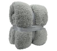Velosso New Large 130 x 180cms Teddy Soft Cuddly Fluffy Plain Throw Bed/Sofa Throwover Blanket (Silver)