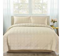 Velosso Nolan Plain Quilted Bedspread Set in Cream | Size: Double Velosso Cream Double