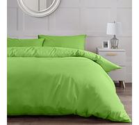 Velosso NON IRON Easycare Solid Plain Duvet Cover & Pillow Case Bedding Set Polycotton (Lime Green, Single)