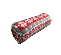 Velosso Nordic Print Cosy Fleece Blanket With Soft Sherpa, Warm Throw - Trendy Sofa Blanket, Stylish Sherpa - 127Cm X 152Cm - Red