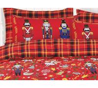 Nutcracker Cotton Rich Printed Duvet Cover and Pillowcase Set Velosso Red King