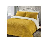 Velosso Ochre Alaska Faux Fur Duvet Cover And Pillowcase Set Single